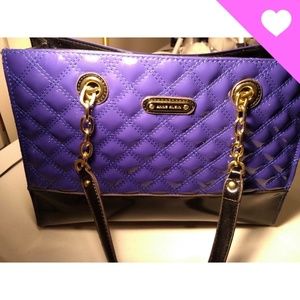 Anne Klein Purse hand bag purple/ black/ chain